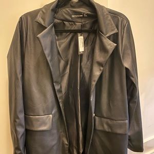 Oversized faux leather blazer